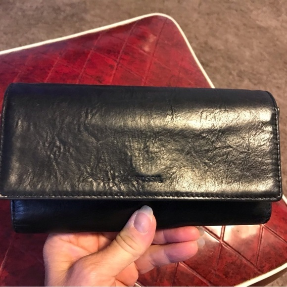 Fossil Black Leather Wallet - Picture 1 of 9